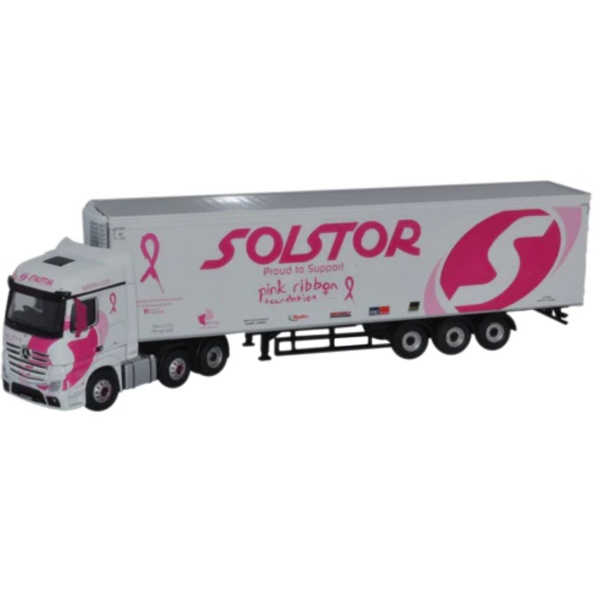 Oxford Diecast 76MB005 Mercedes Actros Solstor - Pink Ribbon Foundation - Phillips Hobbies
