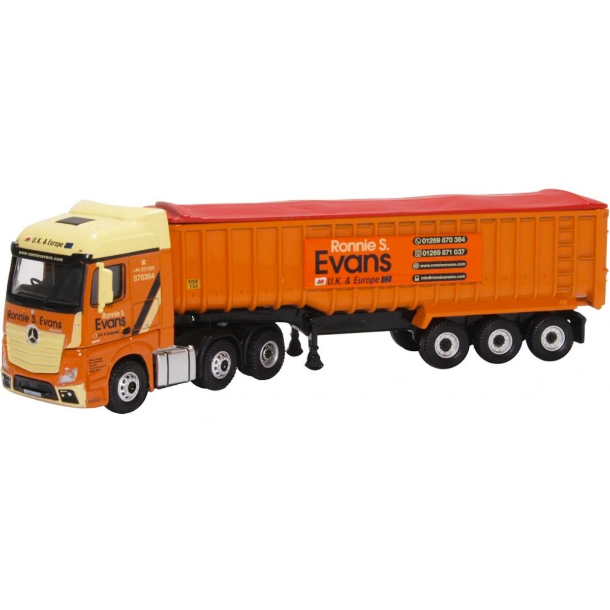 Oxford Diecast 76MB008 Mercedes Actros SSC Tipper Ronnie S Evans - Phillips Hobbies