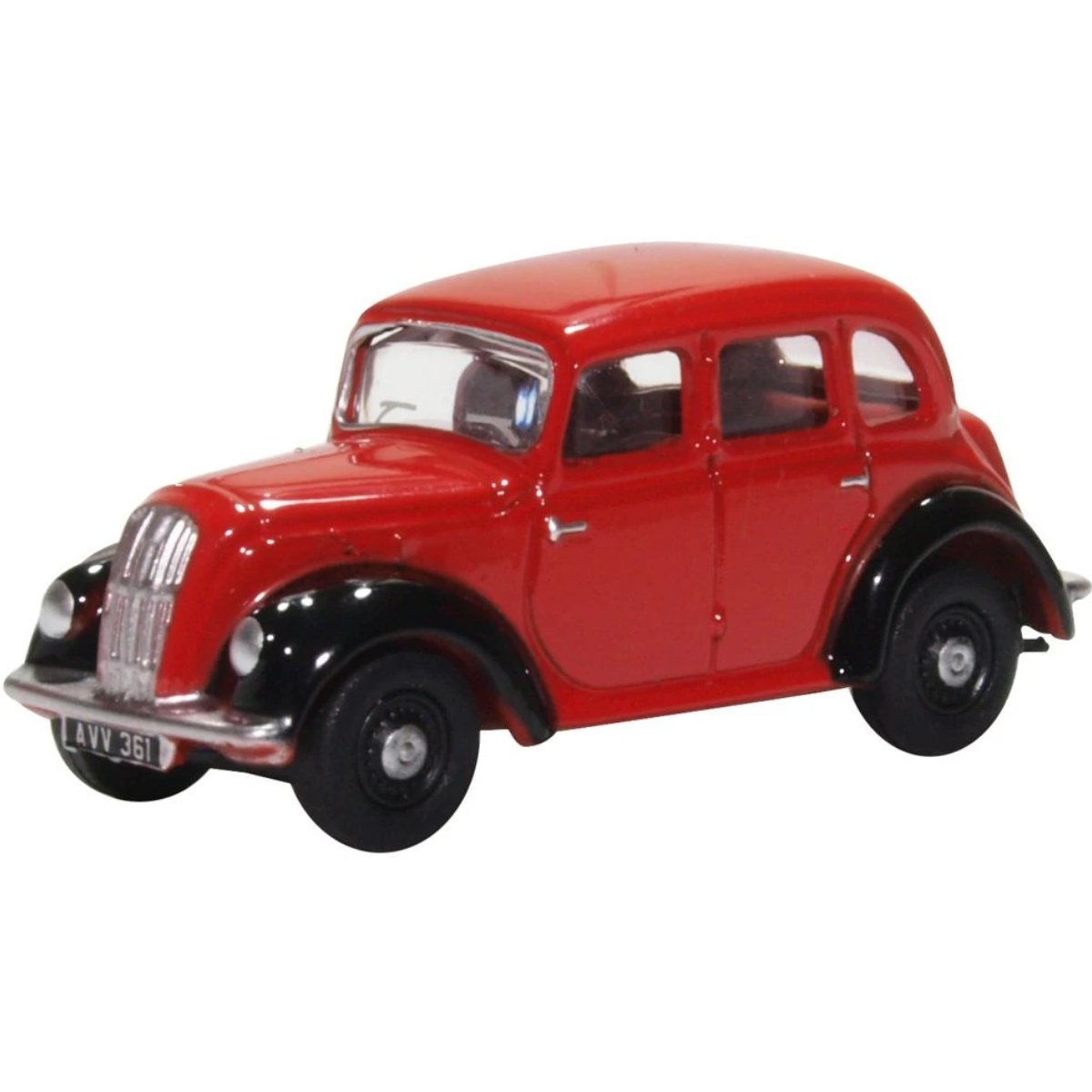 Oxford Diecast 76MES006 Morris Eight E Series Saloon Red/Black - Phillips Hobbies