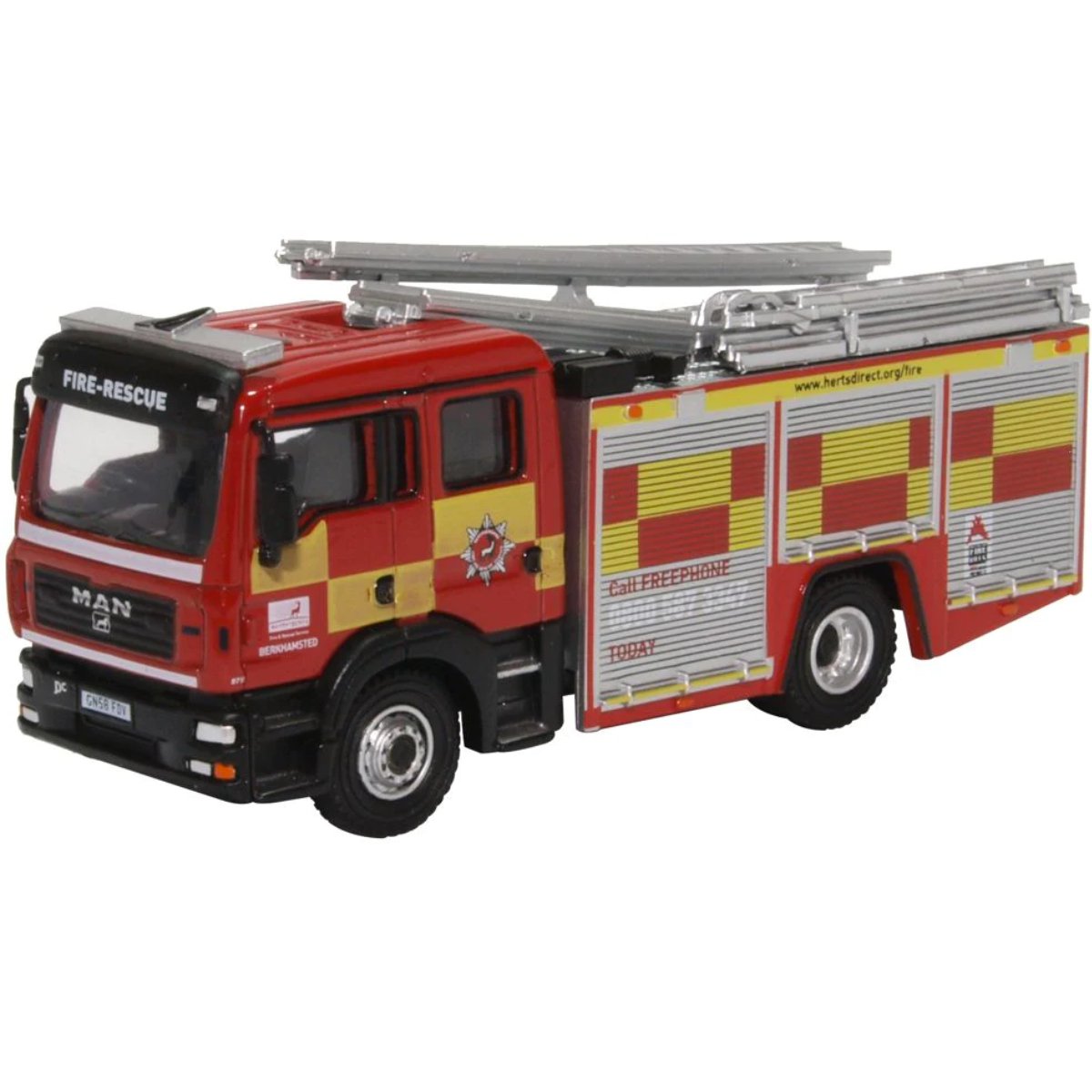 Oxford Diecast 76MFE005 MAN Pump Ladder Hertfordshire Fire & Rescue - Phillips Hobbies