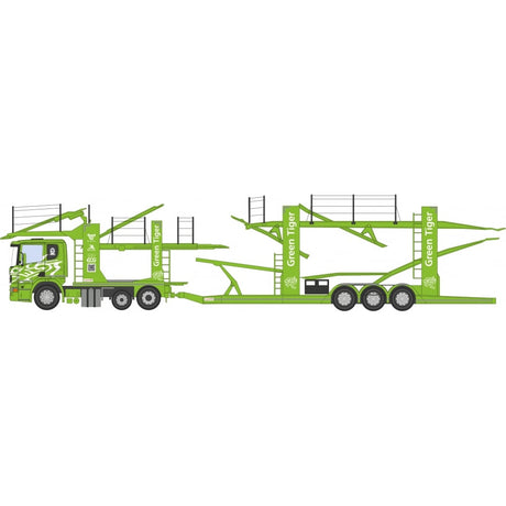 Oxford Diecast 76SCT004 Scania Car Transporter Green Tiger - Phillips Hobbies