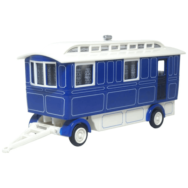 Oxford Diecast 76SCV003 Showmans Caravan Blue/Cream - 1:76 Scale - Phillips Hobbies