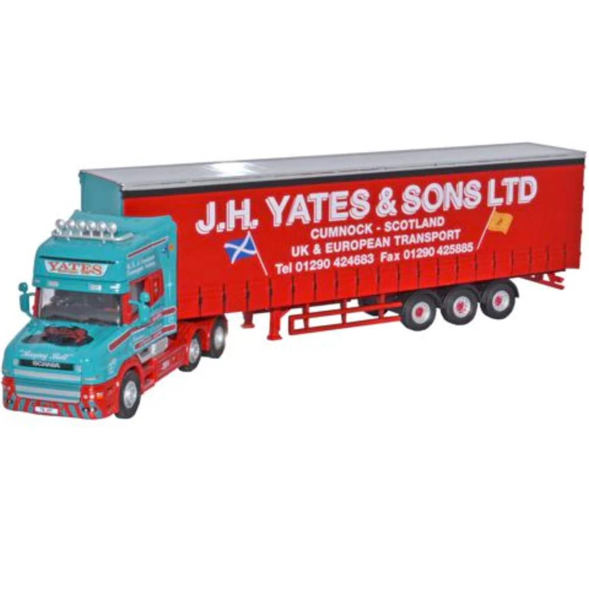 Oxford Diecast 76TCAB003 Scania T Cab Topline Curtainside J H Yates & Sons Ltd - Phillips Hobbies