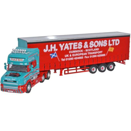 Oxford Diecast 76TCAB003 Scania T Cab Topline Curtainside J H Yates & Sons Ltd - Phillips Hobbies