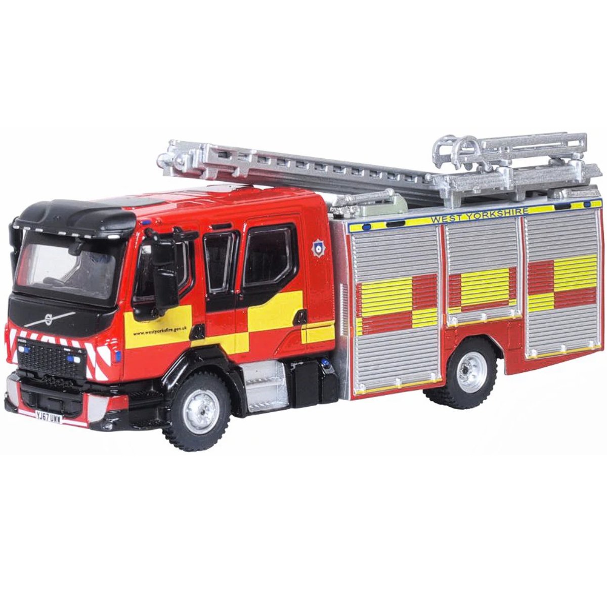 Oxford Diecast 76VEO001 Volvo FL Emergency One Pump Ladder West Yorkshire - Phillips Hobbies