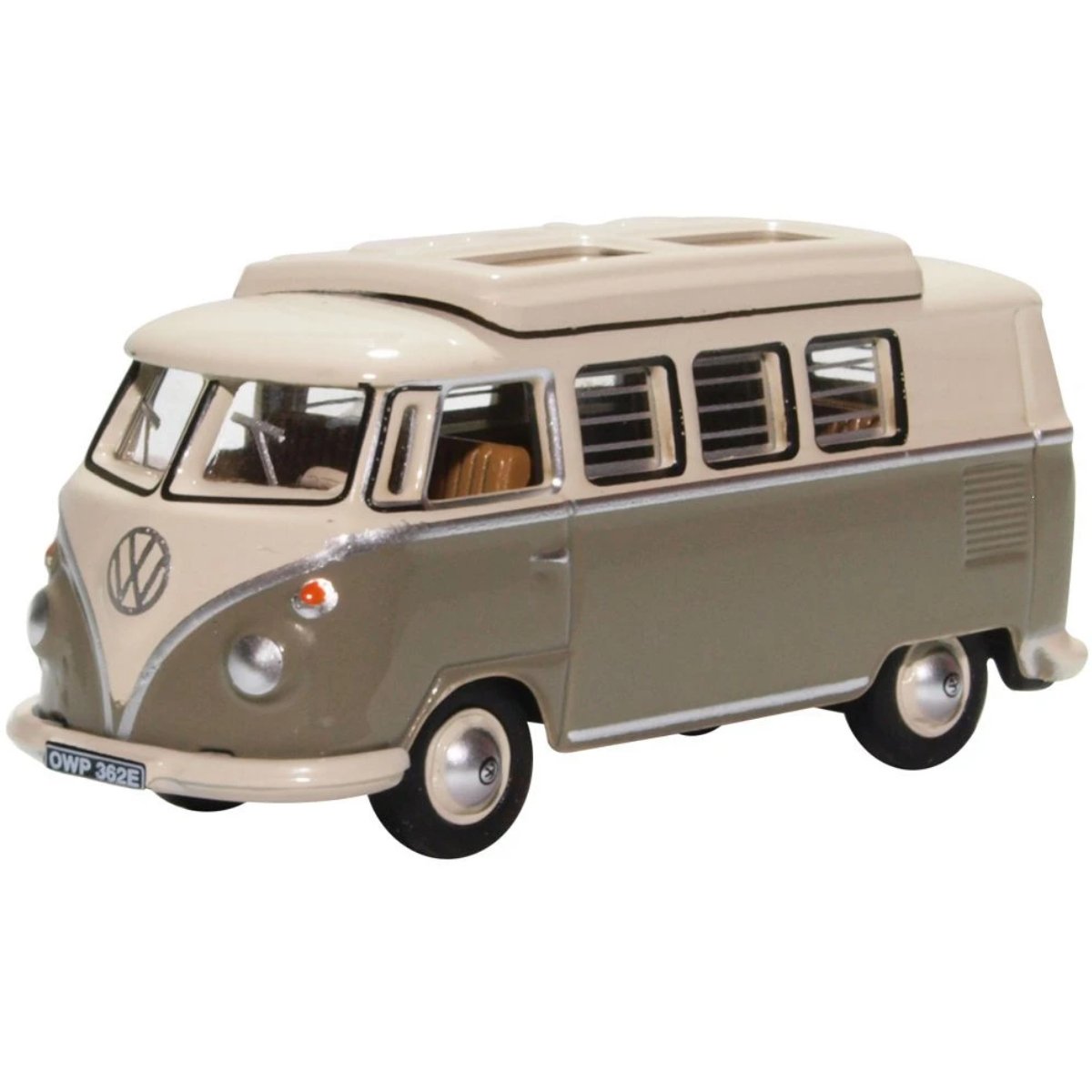 Oxford Diecast 76VWS006 VW T1 Camper Mouse Grey/Pearl White - Phillips Hobbies