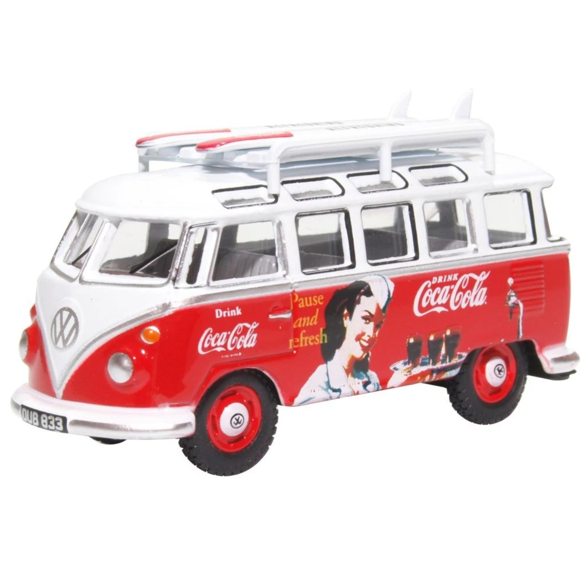 Oxford Diecast 76VWS008CC VW T1 Bus & Surfboards Coca Cola - Phillips Hobbies