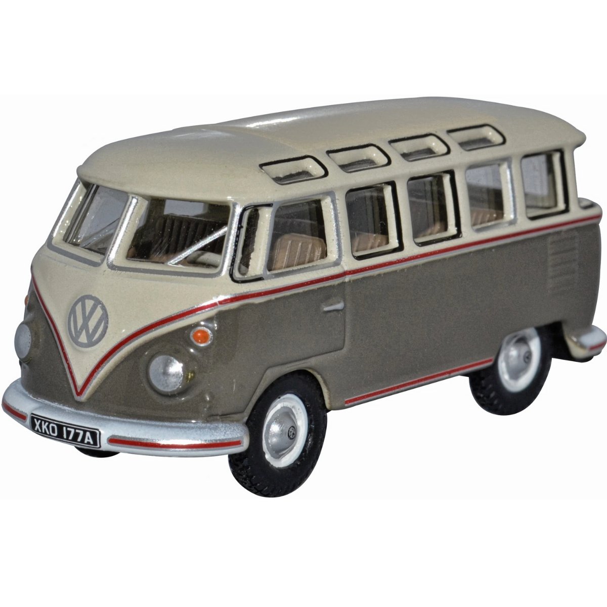 Oxford Diecast 76VWS009 VW T1 Samba Bus Mouse Grey and Pearl White - Phillips Hobbies