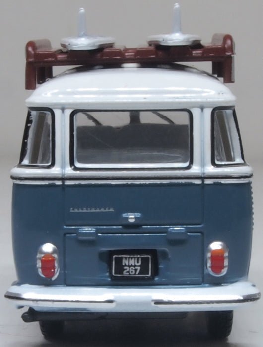 Oxford Diecast 76VWS016 VW T1 Samba Bus/surfboards Gulf Blue/White - 1:76 Scale - Phillips Hobbies