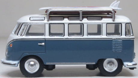 Oxford Diecast 76VWS016 VW T1 Samba Bus/surfboards Gulf Blue/White - 1:76 Scale - Phillips Hobbies