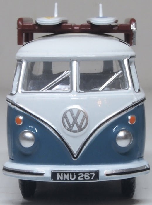 Oxford Diecast 76VWS016 VW T1 Samba Bus/surfboards Gulf Blue/White - 1:76 Scale - Phillips Hobbies