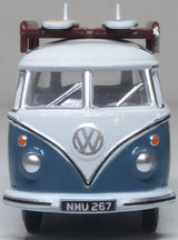 Oxford Diecast 76VWS016 VW T1 Samba Bus/surfboards Gulf Blue/White - 1:76 Scale - Phillips Hobbies