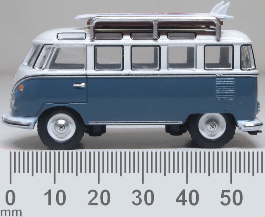 Oxford Diecast 76VWS016 VW T1 Samba Bus/surfboards Gulf Blue/White - 1:76 Scale - Phillips Hobbies