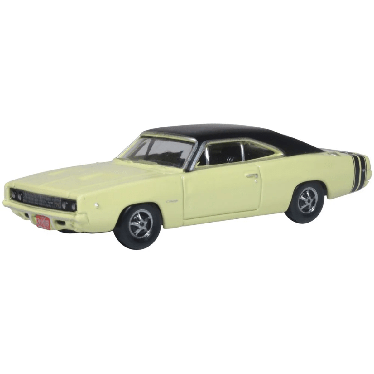 Oxford Diecast 87DC68004 Dodge Charger 1968 Yellow/Black - 1:87 Scale - Phillips Hobbies