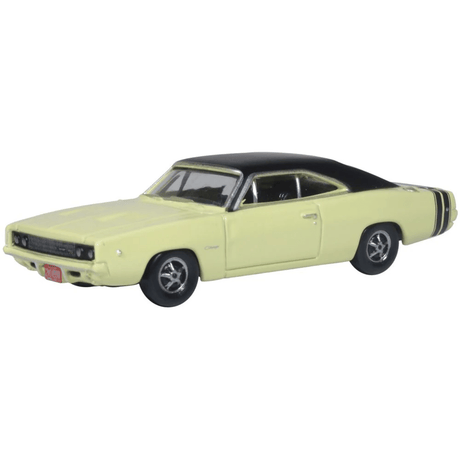 Oxford Diecast 87DC68004 Dodge Charger 1968 Yellow/Black - 1:87 Scale - Phillips Hobbies