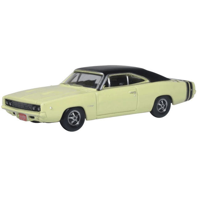 Oxford Diecast 87DC68004 Dodge Charger 1968 Yellow/Black - 1:87 Scale - Phillips Hobbies