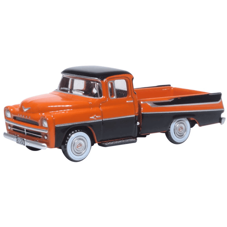 Oxford Diecast 87DP57004 Dodge D100 Pick Up 1957 Omaha Orange and Jewel Black - 1:87 Scale - Phillips Hobbies