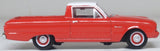 Oxford Diecast 87FA60001 1960 Ford Falcon Ranchero Monte Carlo Red/Corinthian White - 1:87 Scale - Phillips Hobbies