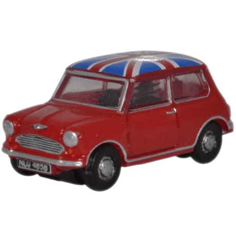 Oxford Diecast NMN001 Tartan Red/Union Jack Austin Mini - 1:148 N Scale - Phillips Hobbies