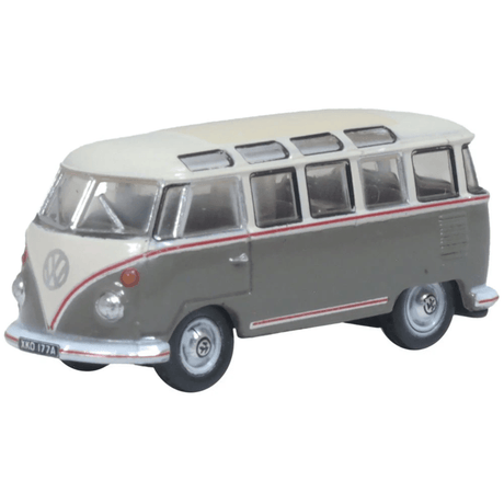 Oxford Diecast NVWS009 VW Samba Bus Mouse Grey/Pearl White - 1:148 N Scale - Phillips Hobbies