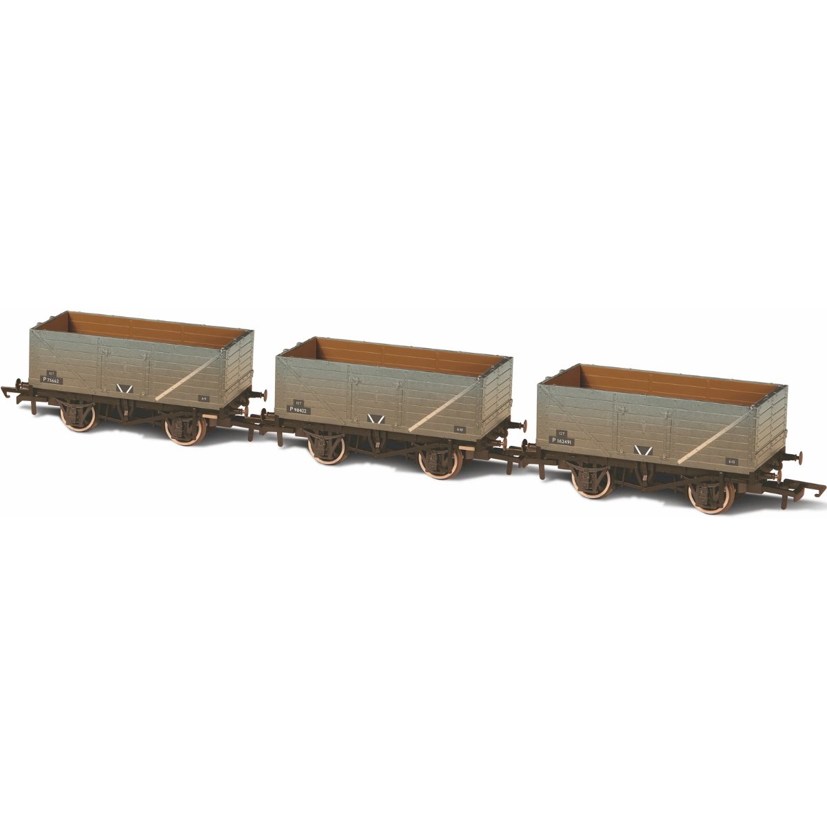 Oxford Rail OR76MW7016 Triple Pack of BR Weathered Grey 7 Plank Wagons - Phillips Hobbies