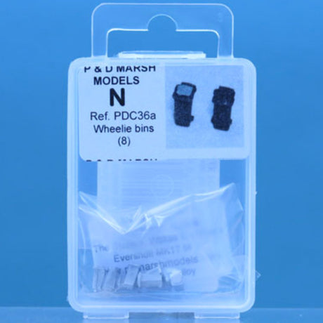 P&D Marsh PDC36A Unpainted Wheelie Bins (N Gauge) - Phillips Hobbies