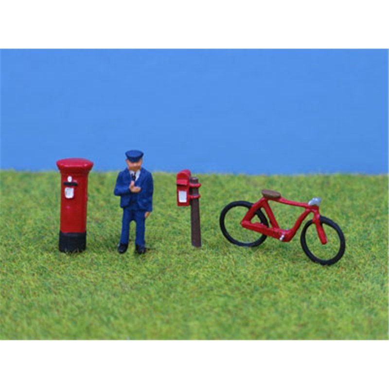 P&D Marsh PDZ07 Postman, Bike & Postboxes (OO Gauge) - Phillips Hobbies