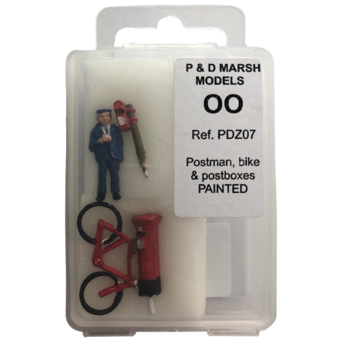 P&D Marsh PDZ07 Postman, Bike & Postboxes (OO Gauge) - Phillips Hobbies