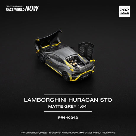 Pop Race Lamborghini Huracan STO Matte Grey - 1:64 Scale - Phillips Hobbies