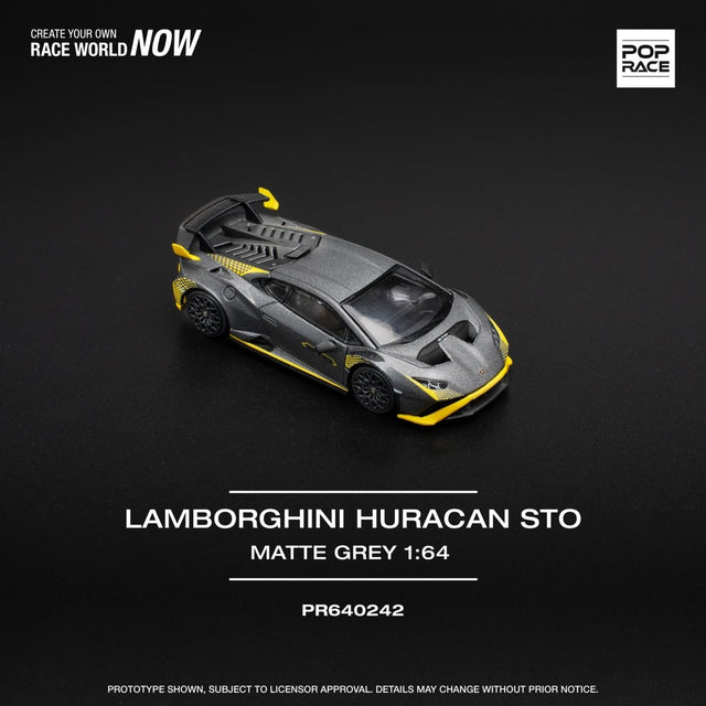 Pop Race Lamborghini Huracan STO Matte Grey - 1:64 Scale - Phillips Hobbies
