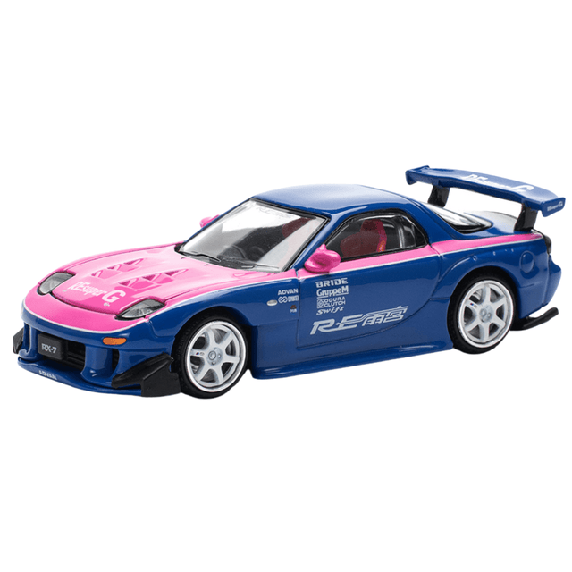 Pop Race Mazda RX7 Re - Ameiya Blue/Pink - 1:64 Scale Model - Phillips Hobbies