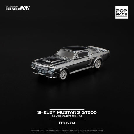 Pop Race Shelby Mustang GT500 Chrome - 1:64 Scale - Phillips Hobbies