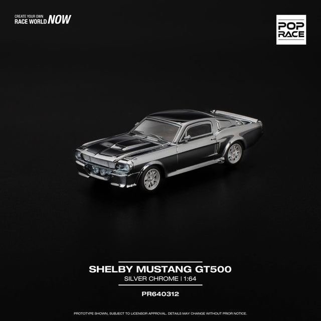 Pop Race Shelby Mustang GT500 Chrome - 1:64 Scale - Phillips Hobbies