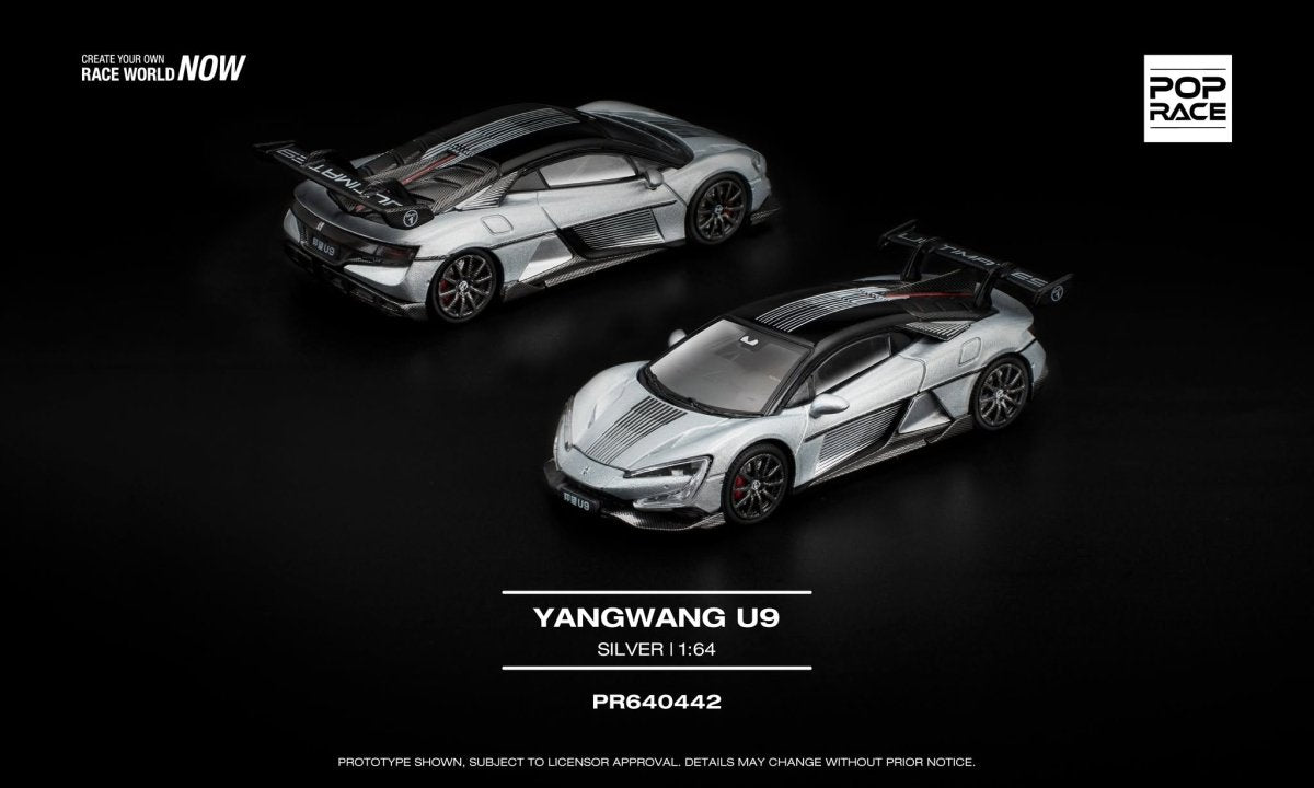 Pop Race Yangwang U9 Silver - 1:64 Scale - Phillips Hobbies