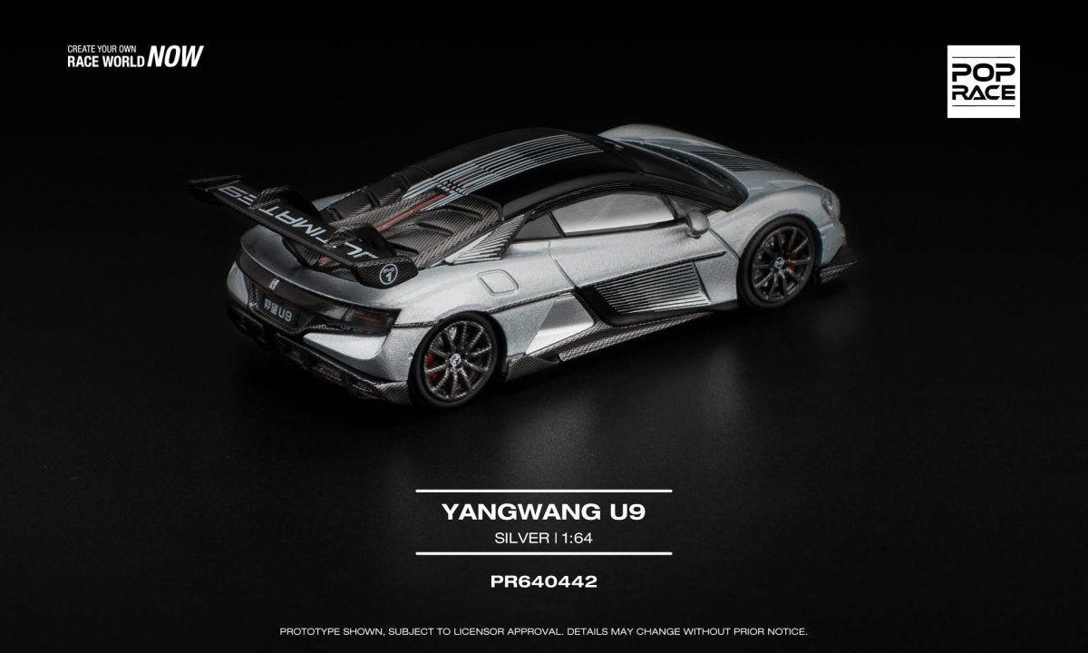 Pop Race Yangwang U9 Silver - 1:64 Scale - Phillips Hobbies