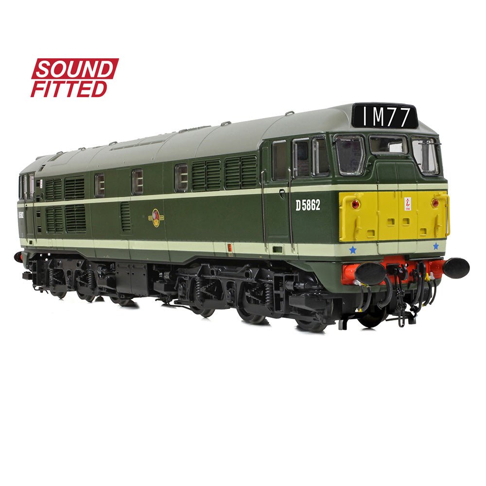 PRE - ORDER: Bachmann Class 30 D5862 BR Green (Small Yellow Panels) SOUND FITTED - OO Gauge - Phillips Hobbies