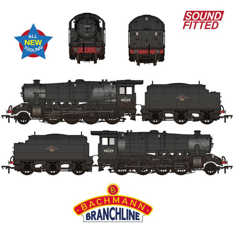 PRE - ORDER: Bachmann LMS 8F with Riveted Tender 48339 BR Black (Late Crest) WEATHERED - OO Gauge - Phillips Hobbies