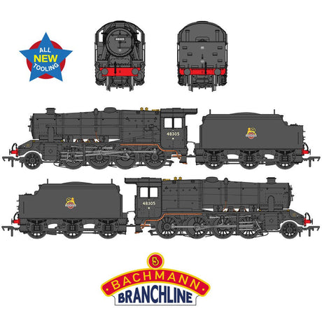 PRE - ORDER: Bachmann LMS 8F with Welded Tender 48305 BR Black (Early Emblem) - OO Gauge - Phillips Hobbies