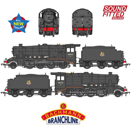 PRE - ORDER: Bachmann LMS 8F with Welded Tender 48305 BR Black (Early Emblem) SOUND FITTED DELUXE - OO Gauge - Phillips Hobbies