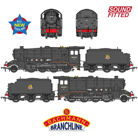 PRE - ORDER: Bachmann LMS 8F with Welded Tender 48305 BR Black (Early Emblem) SOUND FITTED - OO Gauge - Phillips Hobbies