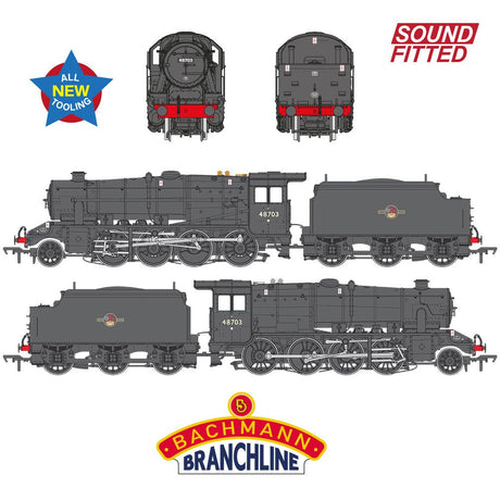 PRE - ORDER: Bachmann LMS 8F with Welded Tender 48703 BR Black (Late Crest) SOUND FITTED - OO Gauge - Phillips Hobbies