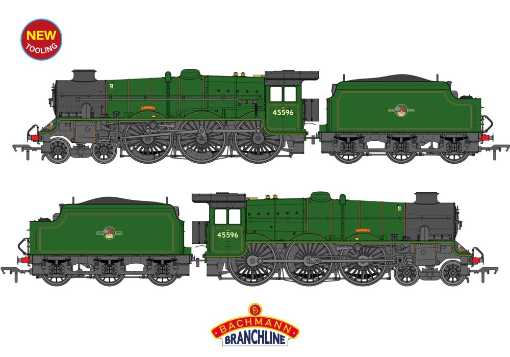 PRE - ORDER: Branchline LMS Jubilee with Double Chimney & Welded Stanier Tender 45596 'Bahamas' BR Lined Green (Late Crest) (PRESERVED) - OO Gauge - Phillips Hobbies
