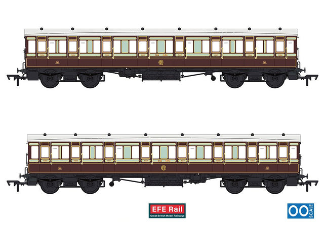 PRE - ORDER: EFE Rail 54ft non - Corridor Composite Caledonian Railway Plum & Off - White - OO Gauge - Phillips Hobbies