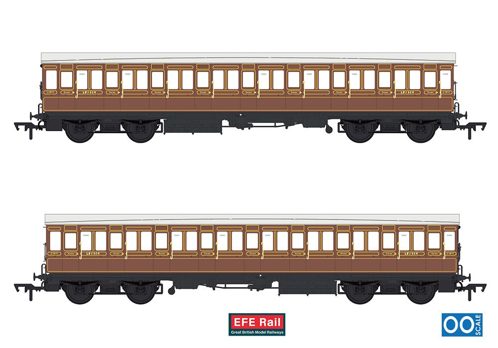 PRE - ORDER: EFE Rail 54ft non - Corridor Third LBSCR Raw Umber - OO Gauge - Phillips Hobbies