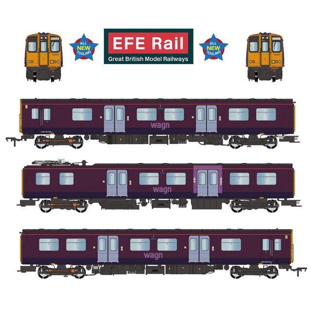 PRE - ORDER: EFE Rail Class 313 3 - Car EMU 313024 West Anglia Great Northern (WAGN) Purple - OO Gauge - Phillips Hobbies