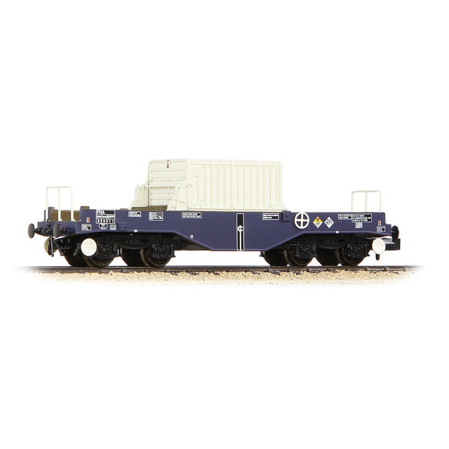PRE - ORDER: Graham Farish BR FNA Nuclear Flask Wagon with Flat Floor DRS Blue with Flask - N Gauge - Phillips Hobbies