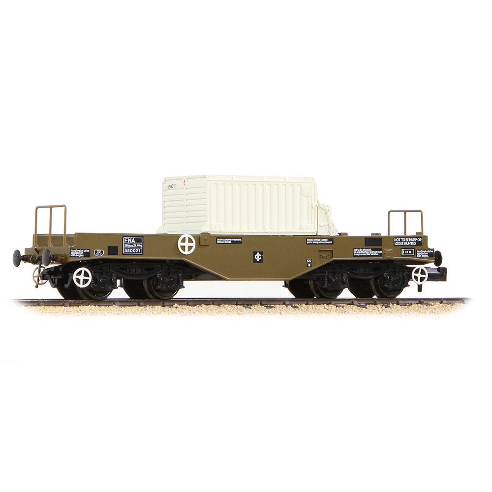 PRE - ORDER: Graham Farish BR FNA Nuclear Flask Wagon with Flat Floor with Flask - N Gauge - Phillips Hobbies