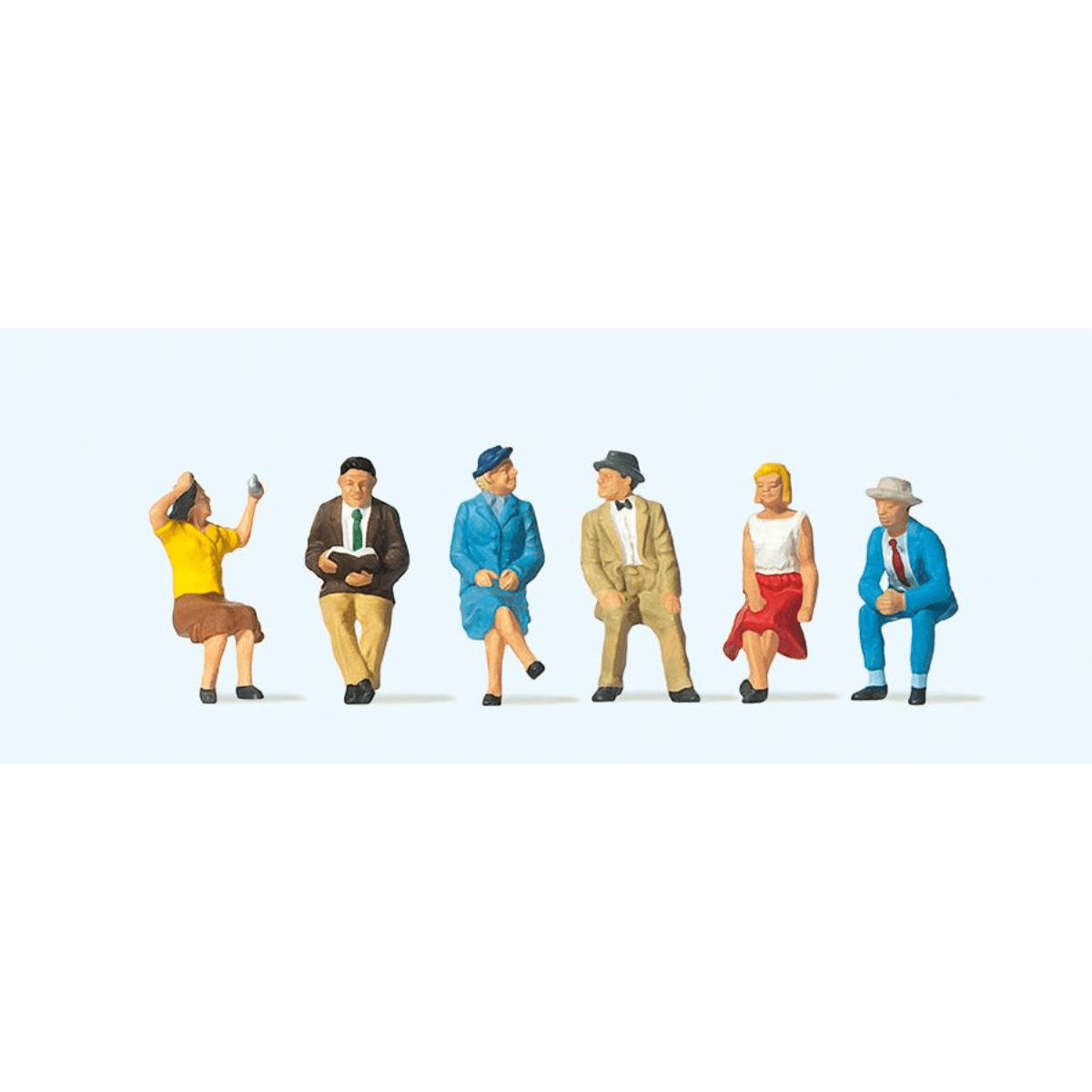 Preiser 10021 People Sitting (6) Figure Set - HO / OO Gauge - Phillips Hobbies