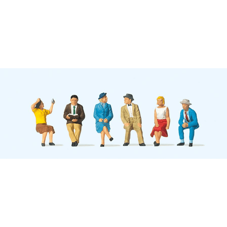Preiser 10021 People Sitting (6) Figure Set - HO / OO Gauge - Phillips Hobbies