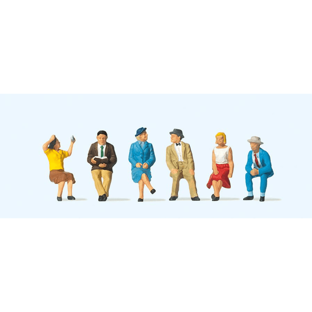 Preiser 10021 People Sitting (6) Figure Set - HO / OO Gauge - Phillips Hobbies